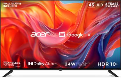Acer 108 cm (43 inch) Ultra HD (4K) LED Smart Google TV 2024 Edition with Dolby Atmos, HDR10+