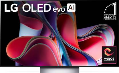 LG G3 139 cm (55 inch) OLED Ultra HD (4K) Smart WebOS TV with Alpha9 AI Processor 4K Gen6, AI Picture Pro, ThinQ AI, 120 Hz Refresh Rate, NVIDIA G-Sync, Dolby Vision, Dolby Atmos, HDR10, HLG, AMD FreeSync, Game Optimizer, Magic Remote Control, 5-Year Guaranteed with New OS Experience