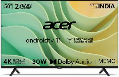 Acer I Series 127 cm (50 inch) Ultra HD (4K) LED Smart Android TV with Android 11, 30W Dolby Audio, MEMC (2022 Model)