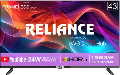 Reliance 108 cm (43 inch) QLED Ultra HD (4K) Smart WebOS TV with Fremless Design and Magic Voice Remote.
