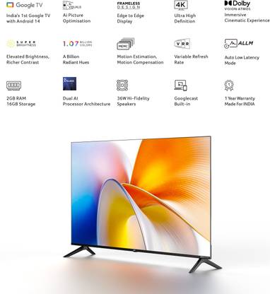 Acer I PRO Series 138.7 cm (55 inch) Ultra HD (4K) LED Smart Google TV 2024 Edition with Android 14 (Black) | MEMC | ALLM | VRR | AI Picture Optimisation | 36W Speakers | Dolby Vision-Atmos