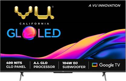 Vu GlLED 139 cm (55 inch) Ultra HD (4K) LED Smart Google TV with DJ Subwoofer 104W