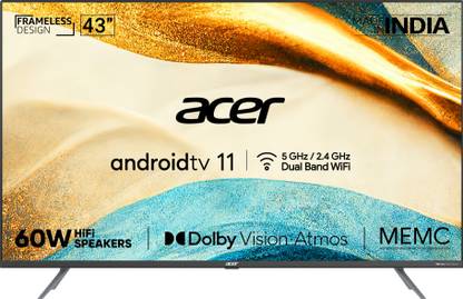 Acer 109 cm (43 inch) Ultra HD (4K) LED Smart Android TV with Android 11, Dolby Vision-Atmos, 60W HiFi Speakers