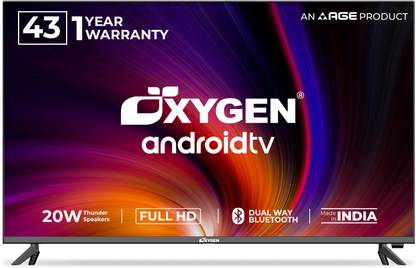 Oxygen O Series 109 cm (43 inch) Full HD LED Smart Android Based TV with Metal Back Cabinet