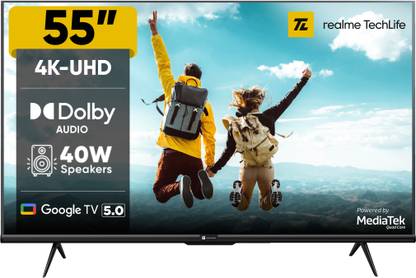 realme TechLife 140 cm (55 inch) Ultra HD (4K) LED Smart Google TV 2025 Edition with 5.0 with Dolby Audio, and 40 W downfiring speaker