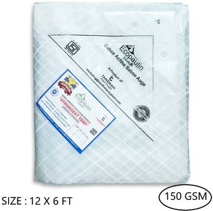 Tandhan Ecopaulin Star Cross Laminated Multilayer 12 X 6 FT Eco-friendly Tarpaulin Tent - For Multipurpose Heavy Duty Waterproof Poly Tadpatri 150 Gsm Plastic Cover Tharpai