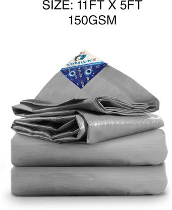 TUFFPAULIN 11FT X 5FT 150 GSM Silver Tarpaulin Tent - For Truck body, Car, Bike, Grain Covers, Pond Liners