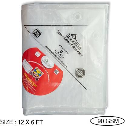 Tandhan Ecopaulin Cross Laminated Multilayer Eco-friendly 12 X 6 FT Tarpaulin Tirpal Tent - For Multipurpose Heavy Duty Waterproof Poly Tadpatri 90 Gsm Plastic Cover Tharpai