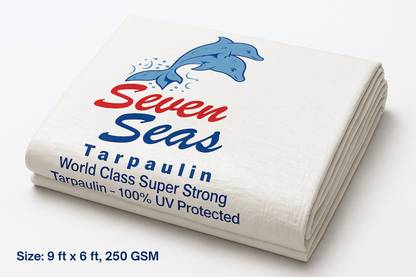 Seven Seas Water Proof Tarpaulin Sheet | 9x6 ft, 250 GSM | 100% Pure Virgin with Eyelets Tent - For Camping, Construction Sites, Transportation Covers, Temporary Shelters