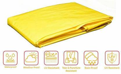 SL YELLOW TARPAULIN 24X18 FEET 90GSM Tent - For Waterproof Tent For Multipurpose Plastic Cover for Truck, Roof, Rain,Outdoor,Sun