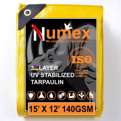 Numex 15ft X 12ft, 140 GSM | Water Proof Tarpaulin Sheet | 100% Pure Virgin | ISO Cert Tent - For Camping, Construction Sites, Transportation Covers, Garden