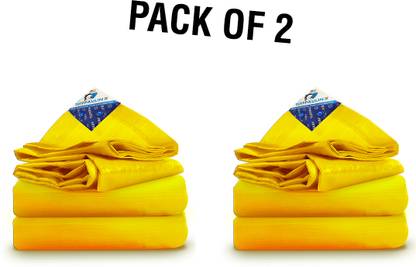 TUFFPAULIN 9FT X 6FT 90 GSM Yellow Tarpaulin (PACK OF 2) Tent - For Truck body, Car, Bike, Grain Covers, Pond Liners