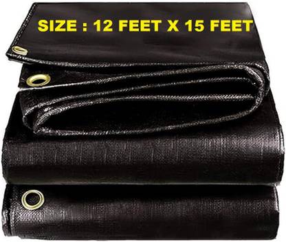 GreenLife TARPAULINE 12X 15 FEET BLACK Tent - For UV RESISTANT PROTECT FROM WIND RAIN OR SUNLIGHT, WATERPROOFING SHEET
