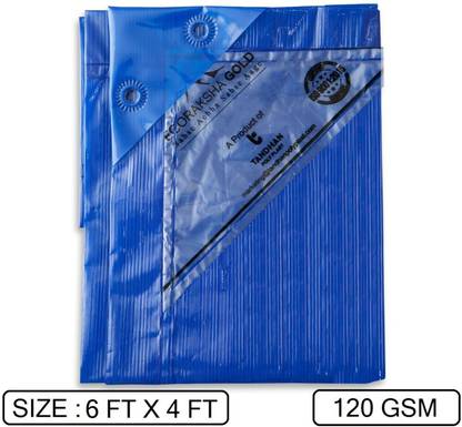 Tandhan Ecoraksha Gold Premium Multilayer Eco-friendly 6 X 4 FT tarpaulin Sheet Tent - For Multipurpose Heavy Duty Waterproof Tadpatri 120 Gsm Plastic Cover Tharpai