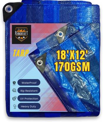 RHINOKraft 18ft X 12ft, 170GSM | Premium Water Proof Tirpal Sheet , Rain Saver Tent - For Camping, Construction Sites, Transportation Covers, Garden