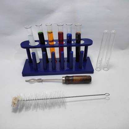 moolenterprises Stand Test tubes 15X125MM 6 pcs with Test Tube Holder test tube cleaning brush Plastic Test Tube Rack