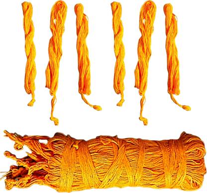 LUXMIRAMNA Orange Cotton Janeu, Yagnopaveet, Brahmin Yagnopaveetham for Puja, Sacred Thread