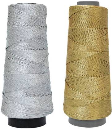 EmbroideryMaterial.com Metallic Embroidery Zari Thread, 300 Yard/Roll, 2 Roll Combo(Silver & Gold) Thread