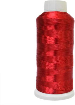 EmbroideryMaterial.com Flat Untwisted Art Silk Thread for Japanese Style Cross-Stitch Hand Embroidery-1 Roll/2000Meter (2187 Yards)Color Red Thread