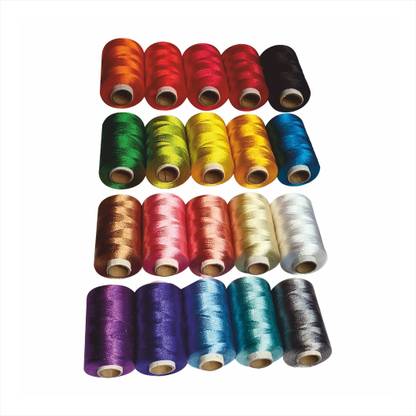DOMICK Poly Silk Embroidery Threads Assorted, 20 Pcs 20 Colors 900 Meter Thread