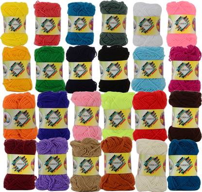 TIMESETL Hand Knitting 4 Ply, Yarn Art Craft Soft Fingering Crochet Hook Yarn, Needle Knitting Thread For Wool Ball Hand Knitting Art Craft Soft Fingering Crochet Hook Yarn, Needle Knitting Thread Dyed Multi Color Pack Of 24