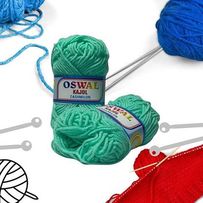 PINACO INDIA Hand Knitting and Crochet Yarn Wool, Green Thread