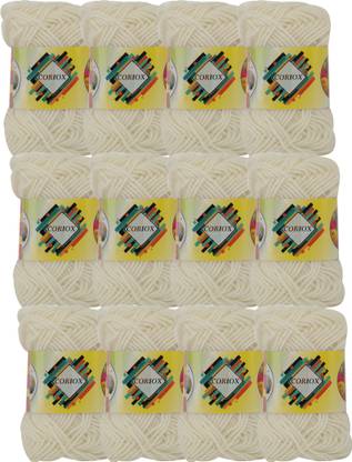 TIMESETL Hand Knitting 4 Ply, Yarn Art Craft Soft Fingering Crochet Hook Yarn, Needle Knitting Thread For Wool Ball Hand Knitting Art Craft Soft Fingering Crochet Hook Yarn, Needle Knitting Thread Dyed Cream Color Pack Of 12