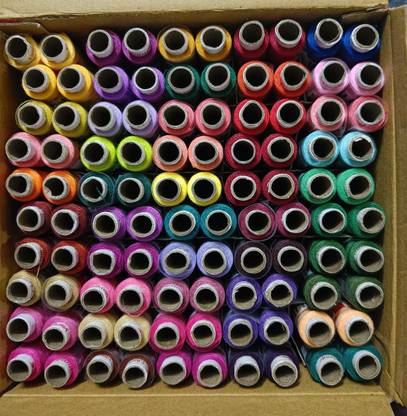 vardhman a&e fast color , set of 100 in a box, 3 ply thread ,50 color -2 peice each Thread