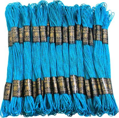 EmbroideryMaterial.com BLUE, Metallic Embroidery Cross Stitch Floss Threads 1MM (Peacock Blue)25 Skein -Length of 1 Skein:- 6.24 Meter Thread