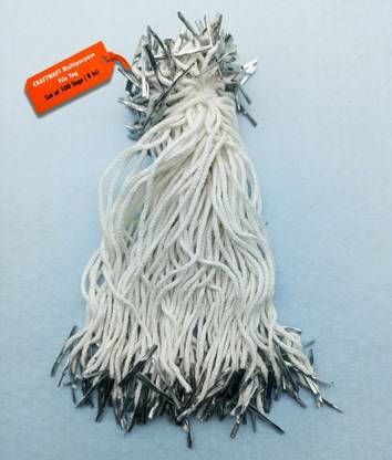 CRAFTWAFT White 100 pcs, Cotton File Tags Thread 8 inch Long for Tag Folder File, Exam Paper Thread