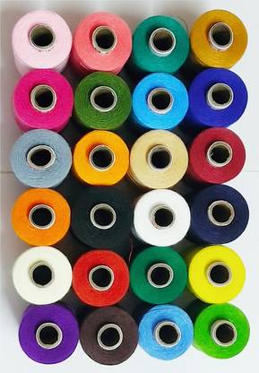 ANWALA MARKA 2 Ply Sewing Thread, 24 Colours, Each Color 1 Pcs Thread