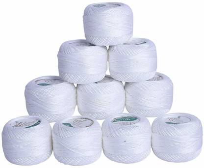 ARTPARASITE Crochet Cotton Pearl Threads - Crochet Cotton Yarn 10 Grams-10 Pcs White Thread