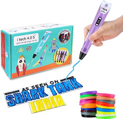 Itech Kids Friendly Magic 3D Pen 2023 Super value Pack (Purple) with 20in1-5m 3D Printer Pen
