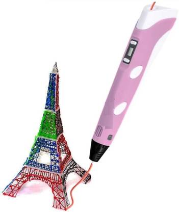 Ink spot 3D Printing Pen with LCD Display With 3 , 1.75 mm, 10 Metre Filament pink 3D Printer Pen