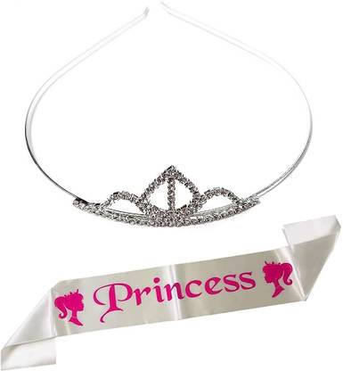 IHS Rhinestone Crown & Tiara And Princess Satin Sash Set Crown & Tiara