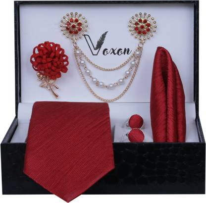 Voxon Solid, Self Design, Woven, Embellished Tie