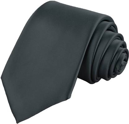 Qtsy Slim Tie For Formals and party Grey Solid Men Tie