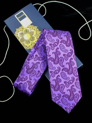 PELUCHE Fetching Purple & Wine Colored Microfiber Neck Self Design Men Tie