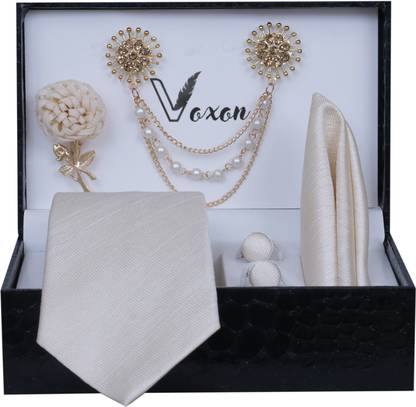 Voxon Solid, Self Design, Woven, Embellished Tie