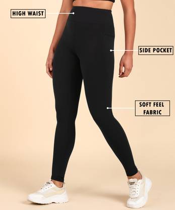 Rhino Rage Solid Women Black Tights