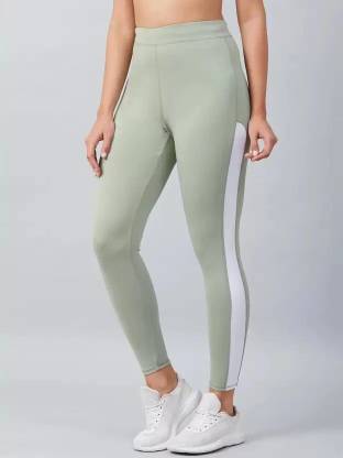 KGN HUB Color Block Women Light Green Tights