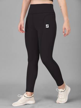 POOJARAN Solid Women Black Tights