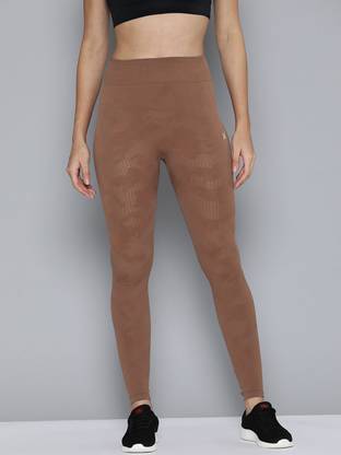 HRX by Hrithik Roshan Solid Women Brown Tights