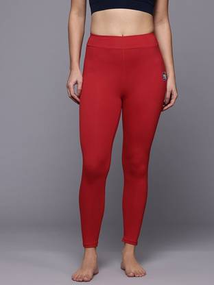 HRX by Hrithik Roshan Solid Women Red Tights