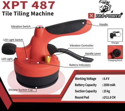 Xtra Power XPT 487 TILE TILING MACHINE with Vibration switch and controller TILE LIFTER Handheld Tile Cutter