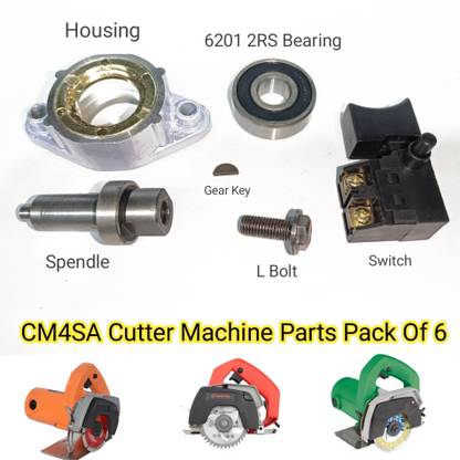HOXIUL Marble Cutter CM4SA Housing,Spindle,L bolt,Switch,6201 Bearing, Key (Pack of 6) Marble Cutter