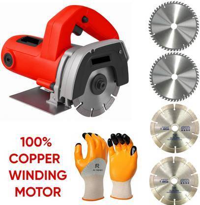 RanPra 4 INCH CUTTER MACHINE WITH TILE/WOOD CUTTING BLADE & 1 PAIR OF GLOVES Marble Cutter