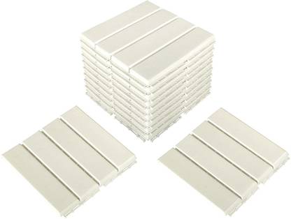 Plantex Heavy Duty Plastic Flooring Deck Tiles for Garden Pack of 6 (1211, Off White) Matt Wood