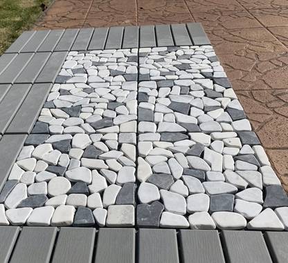 Plantex Mix Pebble Stone Deck Tiles for Terrace/Outdoor Waterproof Tiles-1219 Pack of 1 Matt Stone