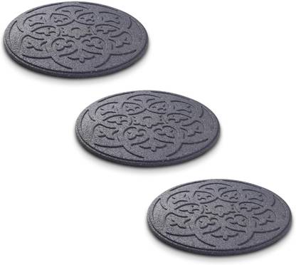 Sharpex Rubber Stepping Stones for Garden Scroll Grey Design Decorative Walkway - 3 Matt Textured